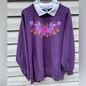VTG 80’s Morning Sun 3x Grannycore Fall floral pullover sweatshirt with …